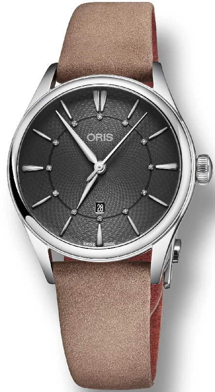 women's mechanical watches with magnifying design -Oris Watch Artelier Date Diamond