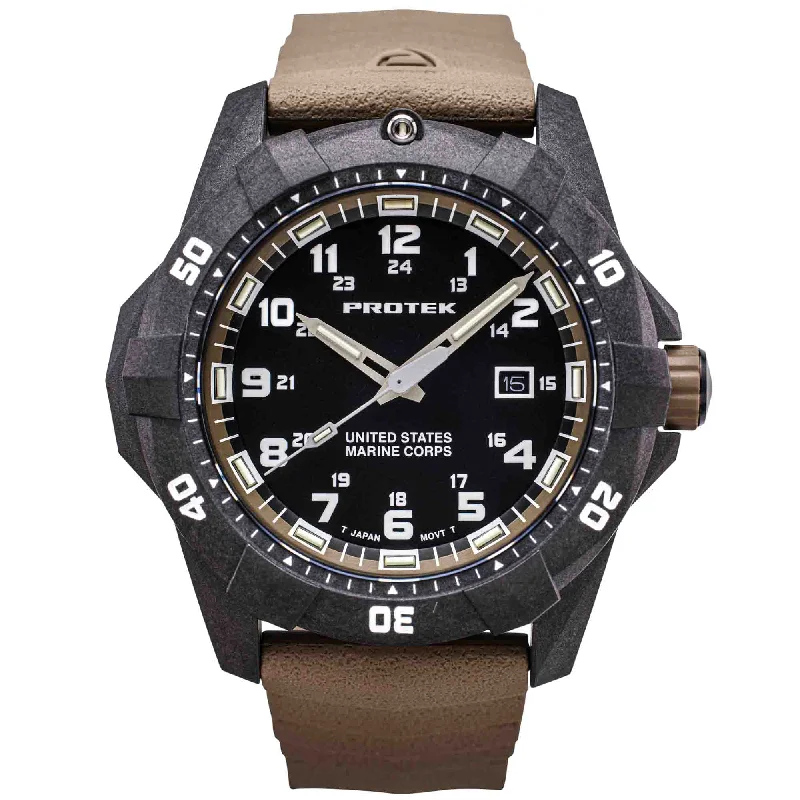 men's skeletonized watches with high precision movement -ProTek Carbon USMC Series Dive Beige men's skeletonized watches with high precision movement -ProTek Carbon USMC Series Dive Beige