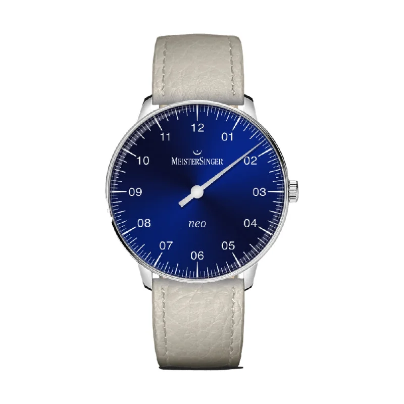men's chronograph watches with anti-reflective coating -Neo Sapphire Sunburst Blue Dial 36mm on Cream White Embossed Leather Strap men's chronograph watches with anti-reflective coating -Neo Sapphire Sunburst Blue Dial 36mm on Cream White Embossed Leather Strap
