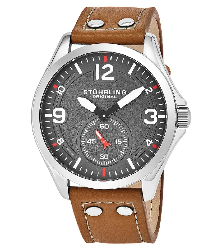 Grey Dial / Silver Case / Light Brown Leather Strap Tang Buckle
