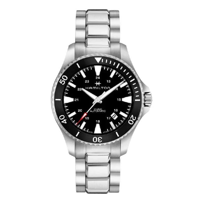 men's GMT watches with glow-in-the-dark style design -Khaki Navy Scuba Auto Black Dial men's GMT watches with glow-in-the-dark style design -Khaki Navy Scuba Auto Black Dial