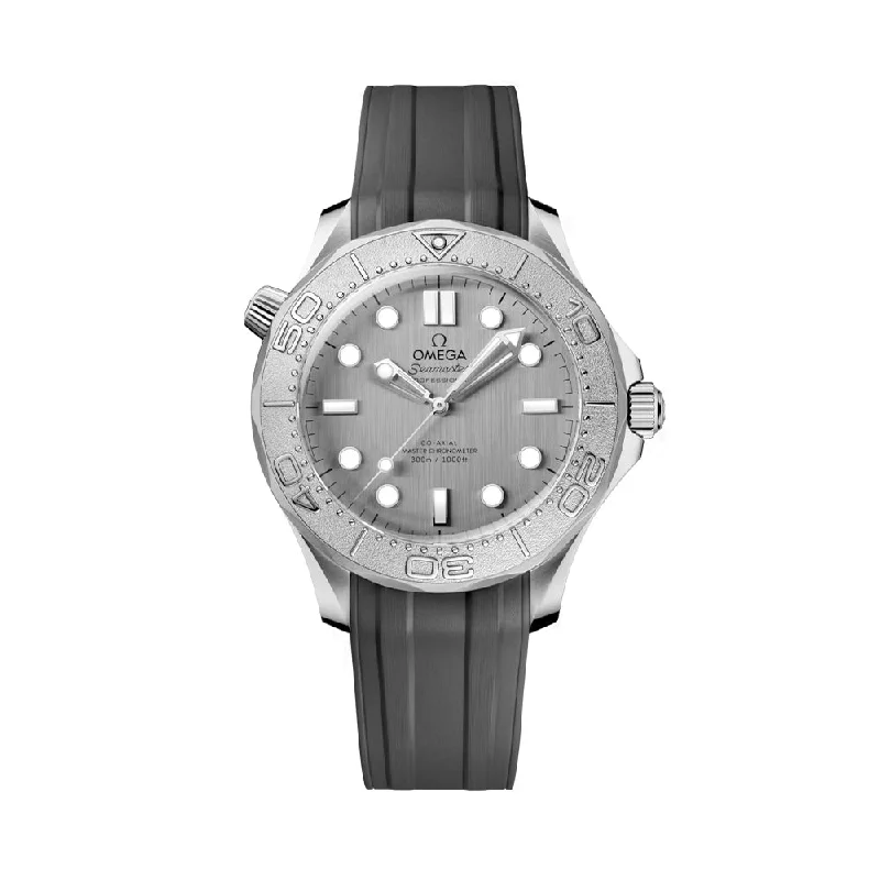 men's field watches with limited edition style design -Seamaster Diver 300M Titanium Bezel 42mm - Grey on Rubber Strap