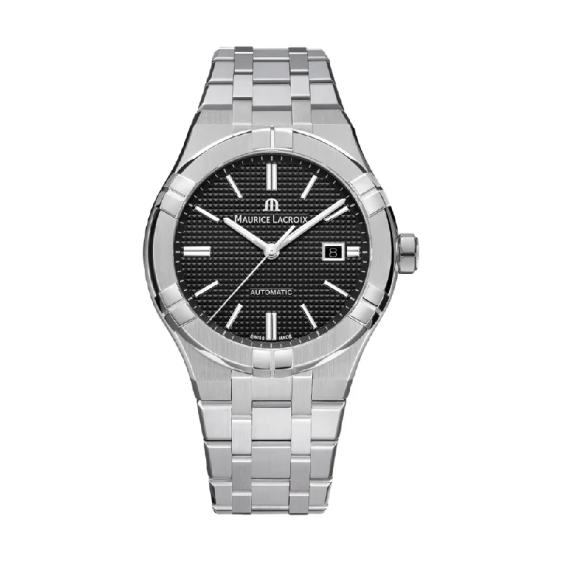men's field watches with SuperLuminova style design -AIKON Automatic Black Dial