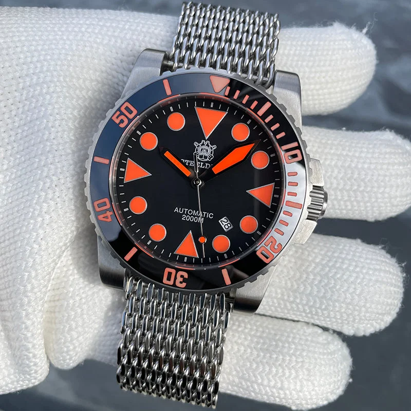 men's dive watches with domed style -Steeldive SD1987 Big Sub Men Dive Watch
