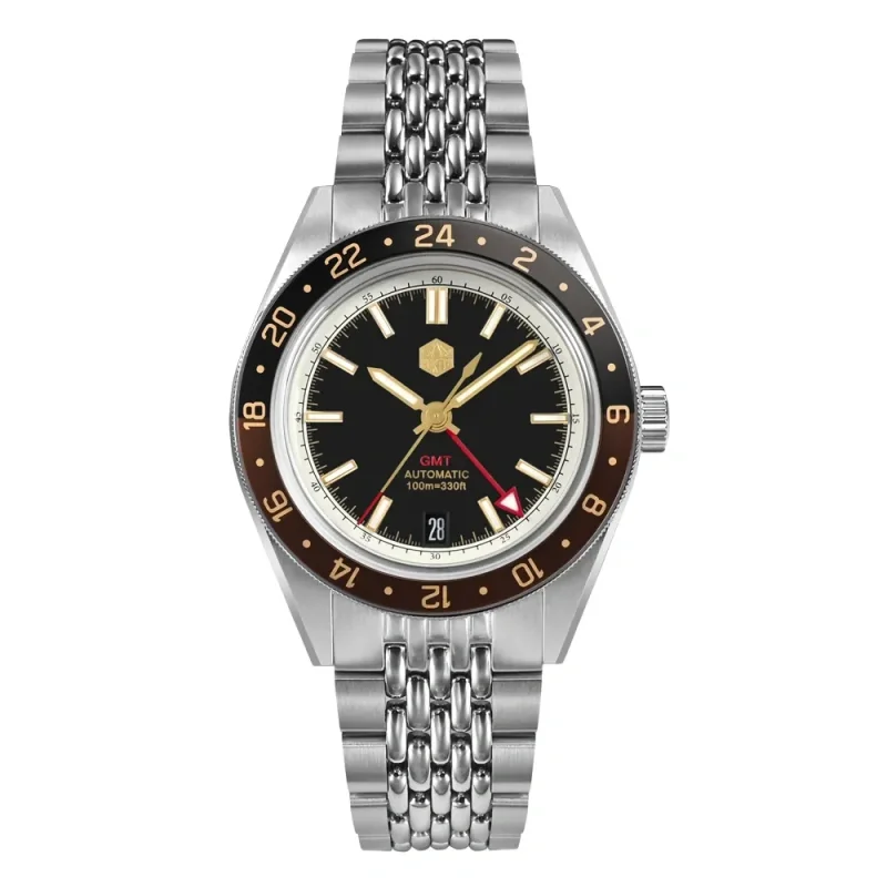 men's GMT watches for commercial pilots -★Spring Sale★San Martin Aluminum Bezel NH34 GMT Men Watch SN0116G-V4