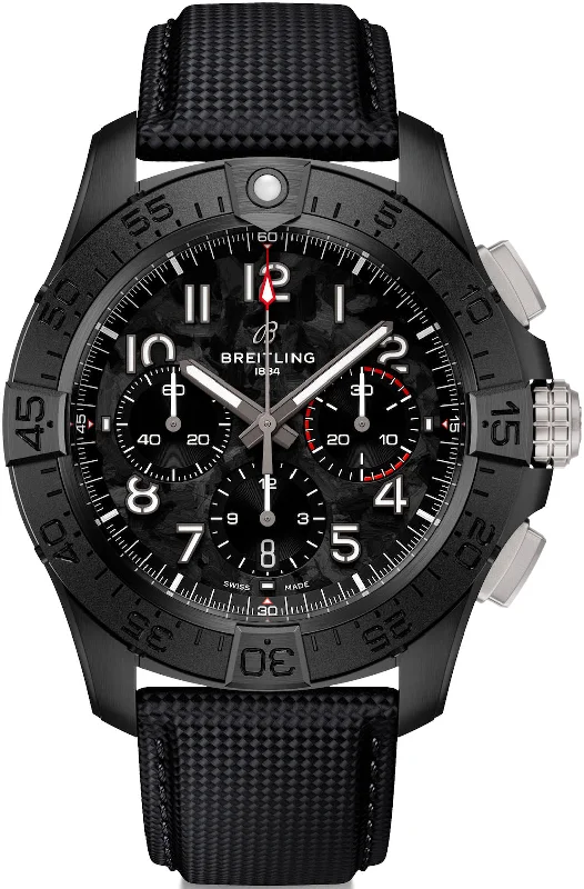 men's chronograph watches with anti-reflective design -Breitling Avenger B01 Chronograph 44 Night Mission Carbon men's chronograph watches with anti-reflective design -Breitling Avenger B01 Chronograph 44 Night Mission Carbon