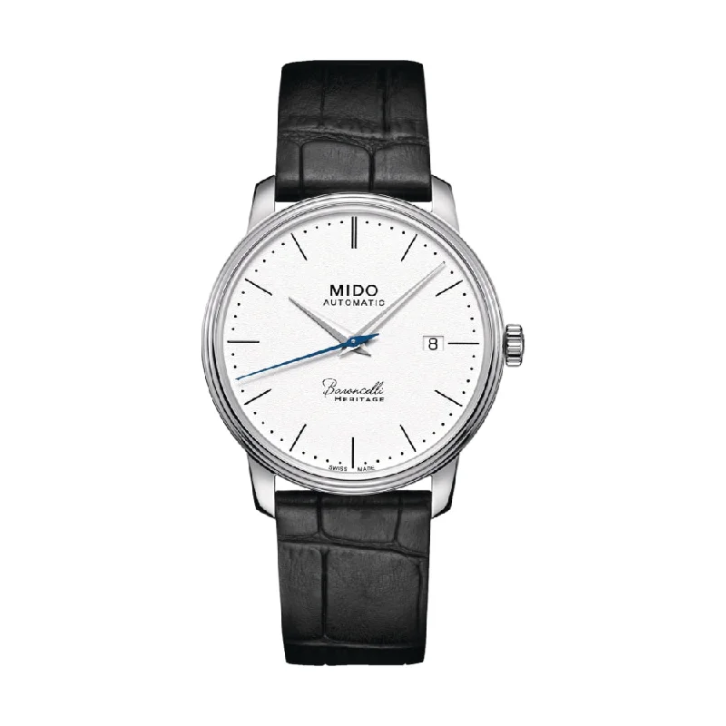 men's dive watches with rugged design -Baroncelli Heritage Gent White Leather Strap men's dive watches with rugged design -Baroncelli Heritage Gent White Leather Strap