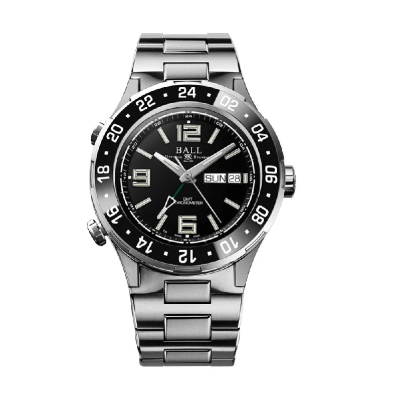 men's mechanical watches with vibration alert display -BALL ROADMASTER DG3030B-S7CJ-BK LIMITED EDITION MARINE GMT CERAMIC MEN WATCH