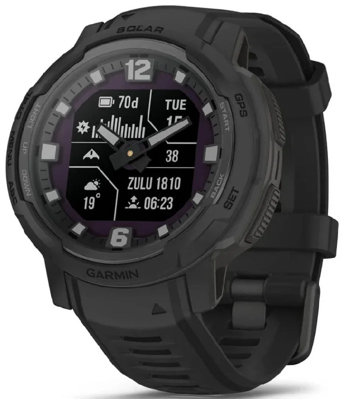 Smart Watches for Mens Colorful Interface-Garmin Instinct Crossover Solar Tactical Edition Black
