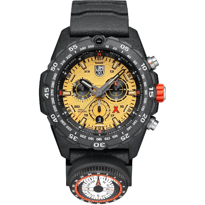 trendy men's skeletonized watches with stainless steel links -Luminox Swiss 3745 Bear Gryllis Compass Black