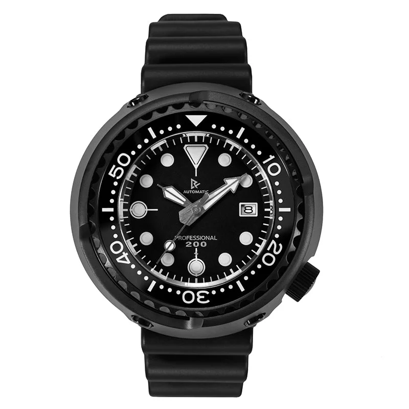 men's dive watches with date magnifier style -Retangula Rdunae Emperor Tuna Diver Watch