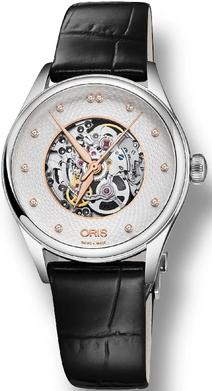 women's mechanical watches with perpetual calendar design -Oris Watch Artelier Skeleton Diamond