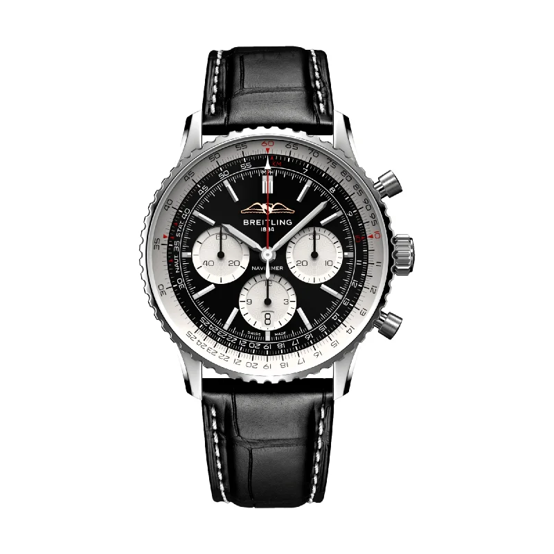 men's pilot watches with scratch-resistant style design -Navitimer B01 Chronograph 43mm Stainless Steel - Black men's pilot watches with scratch-resistant style design -Navitimer B01 Chronograph 43mm Stainless Steel - Black