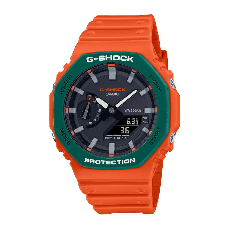 men's digital watches with solar style design -CASIO G-SHOCK GA-2110SC-4ADR STANDARD ANALOG-DIGITAL ORANGE WATCH