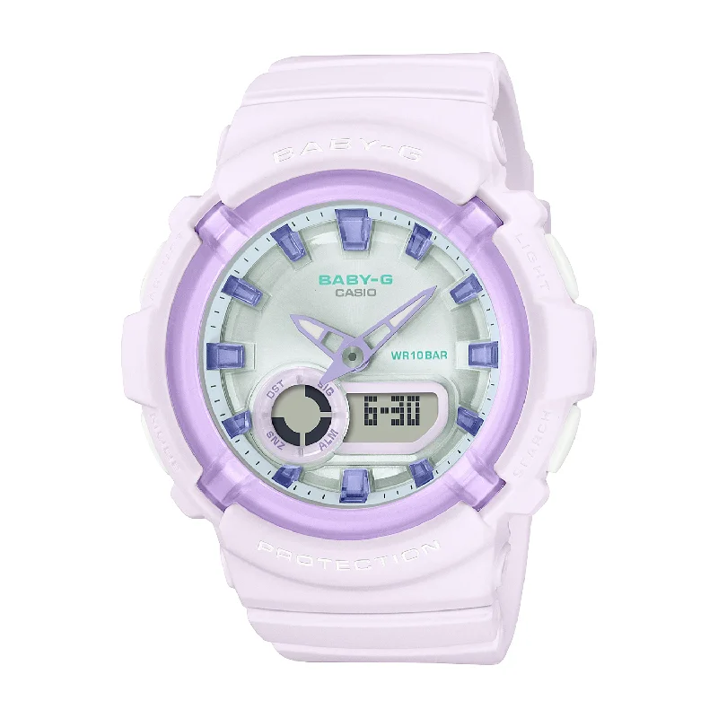 women's Casio with rubber straps -CASIO BABY-G BGA-280SW-6ADR STANDARD ANALOG-DIGITAL PURPLE WATCH