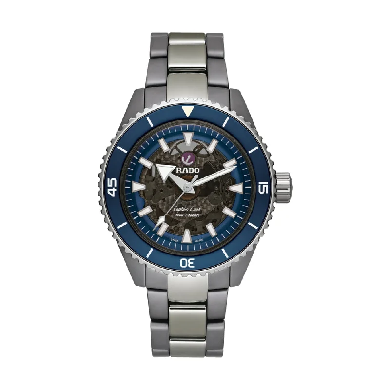 men's leather strap field watches -Captain Cook High-Tech Ceramic Blue