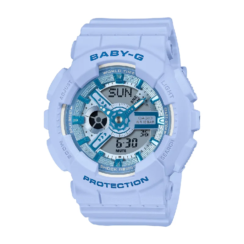 women's Casio with fabric straps -CASIO BABY-G BA-110YK-2ADR Y2K FRESH COLORS ANALOG-DIGITAL BLUE WATCH