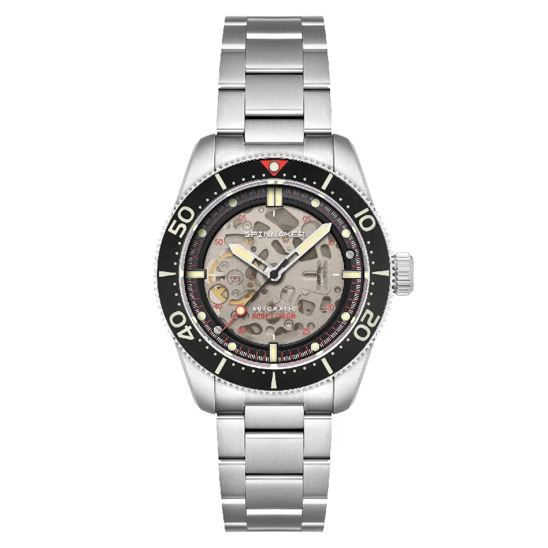men's skeletonized watches for vintage style -Spinnaker Croft 42 Skeleton Automatic Black Ceramic men's skeletonized watches for vintage style -Spinnaker Croft 42 Skeleton Automatic Black Ceramic
