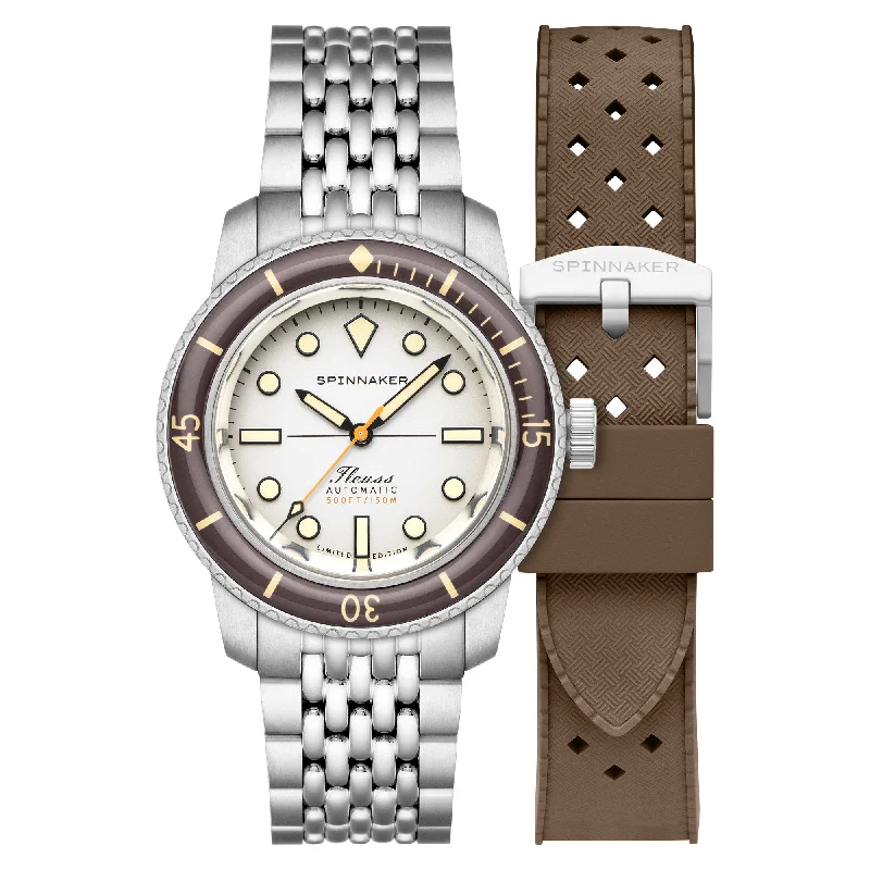 versatile men's skeletonized watches for all seasons -Spinnaker Fleuss 40 Automatic 145th Limited Edition Smoky White