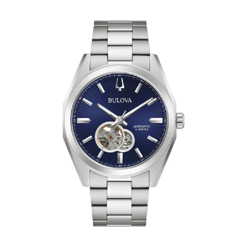 mechanical-vs-quartz-Surveyor Blue Dial Open Aperture