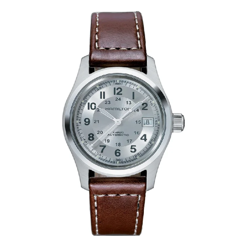men's digital watches for fishing -Khaki Field Auto Silver Dial 38mm