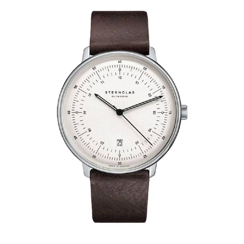 men's quartz pilot watches -Hamburg White Dial Brown Strap