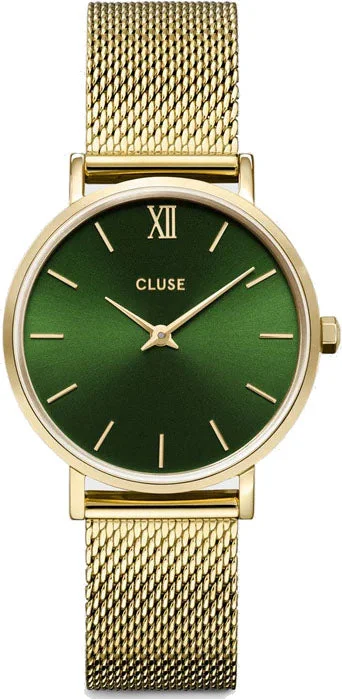 women's mechanical watches with backlight display function -Cluse Minuit Mesh Green Gold women's mechanical watches with backlight display function -Cluse Minuit Mesh Green Gold