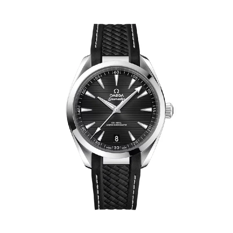 men's pilot watches with mechanical design -Seamaster Aqua Terra 150M Co-Axial Master Chronometer 41mm - Black on Rubber Strap