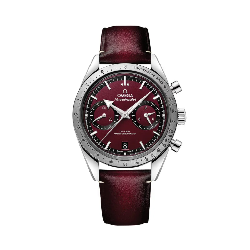 men's chronograph watches with custom engraving design -Speedmaster '57 Co-Axial Master Chronometer 40.5mm - Red on Leather Strap men's chronograph watches with custom engraving design -Speedmaster '57 Co-Axial Master Chronometer 40.5mm - Red on Leather Strap