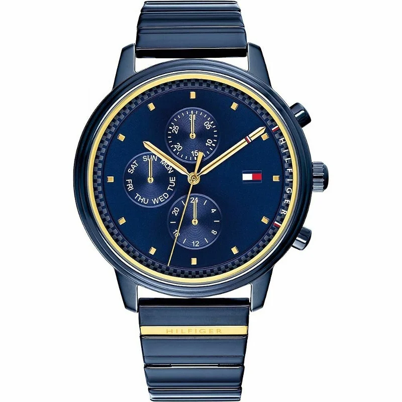 Men's Rectangular Case Design Dress Watches-Tommy Hilfiger 1781893 Ladies Gigi Hadid Blue Chronograph Watch Men's Rectangular Case Design Dress Watches-Tommy Hilfiger 1781893 Ladies Gigi Hadid Blue Chronograph Watch