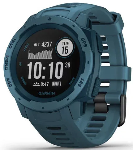 Mens Smart Watches Timer Function-Garmin Watch Instinct GPS Lakeside Blue D