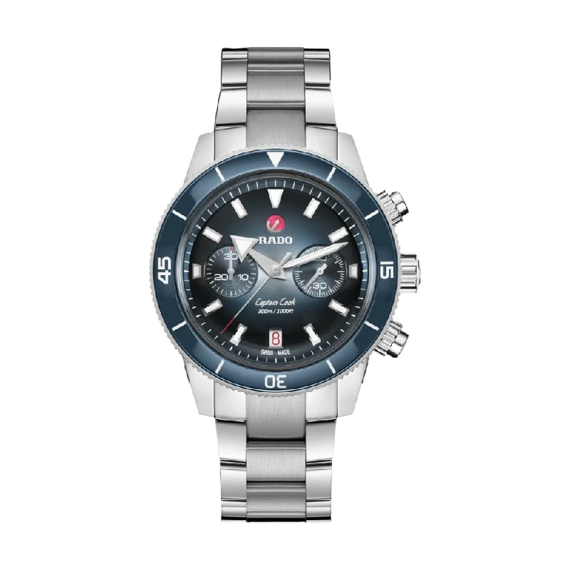 men's dive watches with double-domed glass -Captain Cook Automatic Chronograph Blue men's dive watches with double-domed glass -Captain Cook Automatic Chronograph Blue