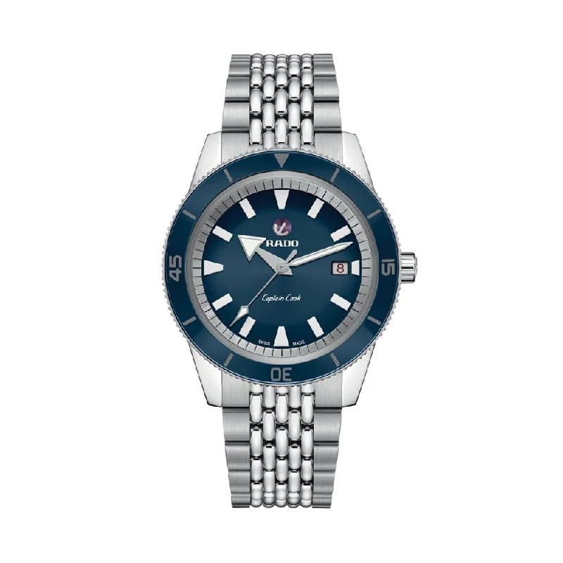 men's dive watches with convex style -Captain Cook Automatic 42mm - Blue on Beads of Rice Bracelet