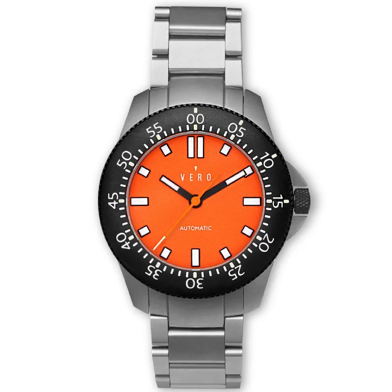 men's skeletonized watch with gold accents -VERO Open Water Automatic Day Break Orange men's skeletonized watch with gold accents -VERO Open Water Automatic Day Break Orange