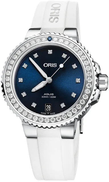 women's mechanical watches with chime display function -Oris Watch Aquis Date Diamond Ladies