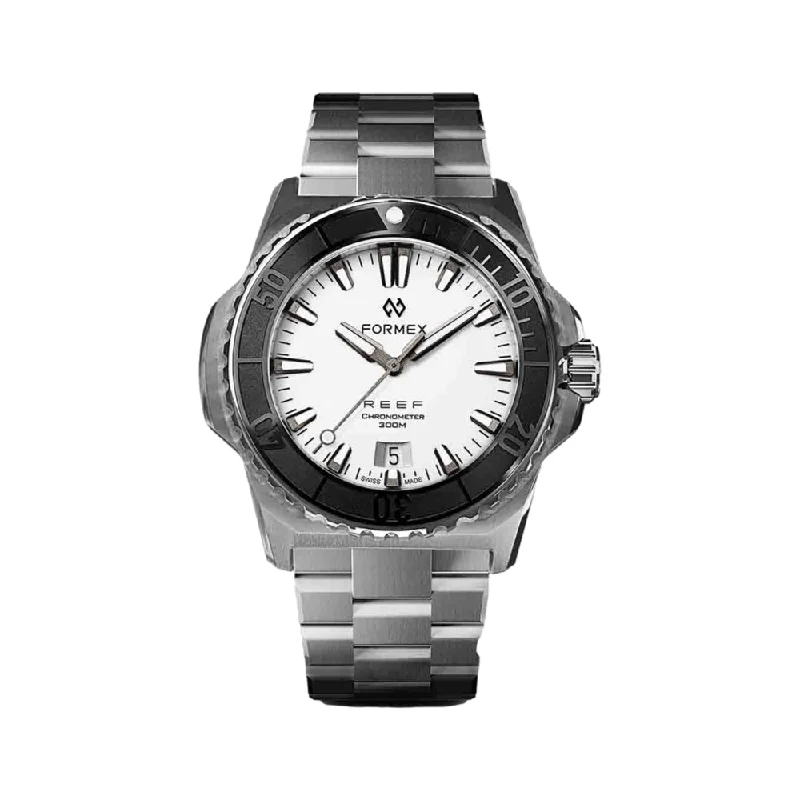 men's pilot watches with spring drive style design -Baby REEF Automatic Chronometer COSC 300M White Dial, 39.5 mm men's pilot watches with spring drive style design -Baby REEF Automatic Chronometer COSC 300M White Dial, 39.5 mm