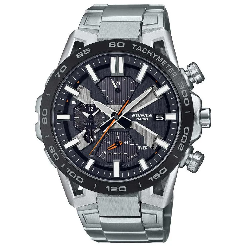 Unisex Personalized Style Watches-Casio Edifice Bluetooth Chrono Men's Black Watch EQB-2000DB-1AER