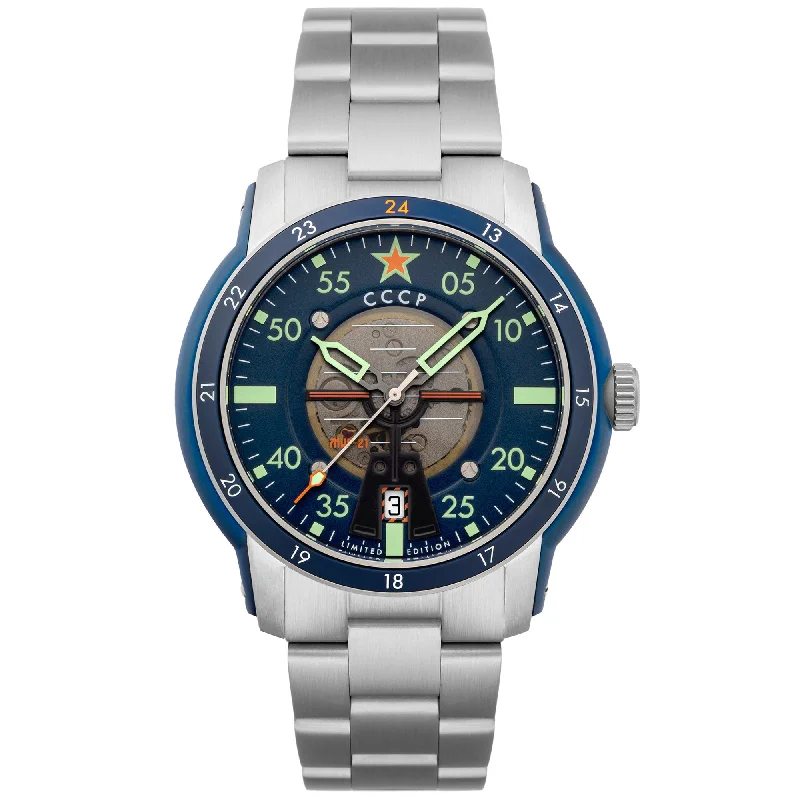 men's pilot watches with personalized engraving design -CCCP MiG-21 Automatic Blue