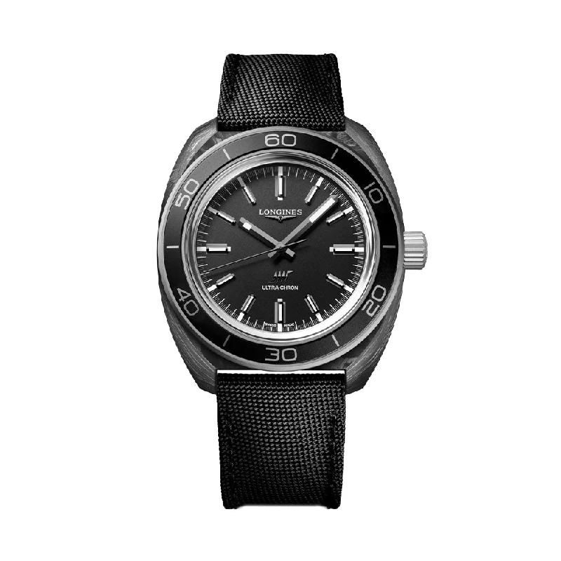 men's pilot watches with world time design -Ultra-Chron Carbon 43mm - Anthracite on Fabric Strap men's pilot watches with world time design -Ultra-Chron Carbon 43mm - Anthracite on Fabric Strap