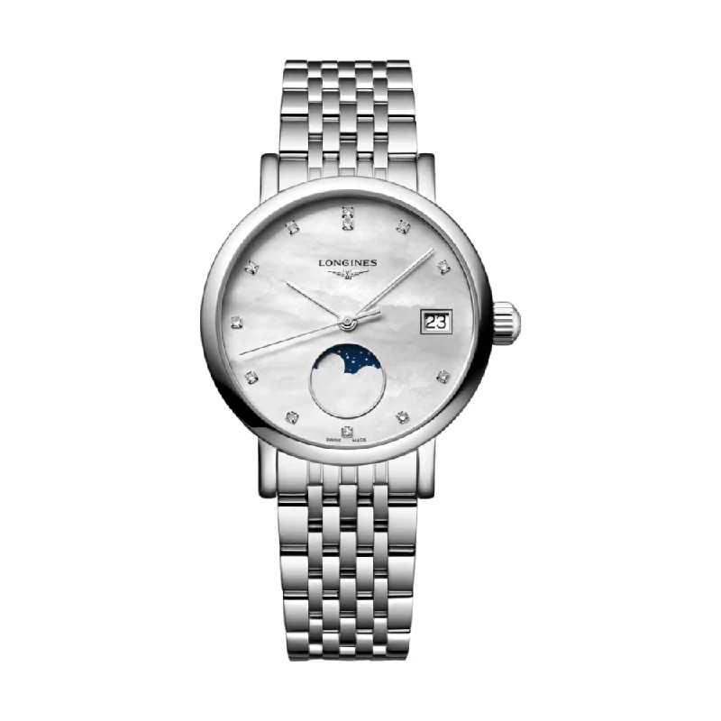 men's field watches with dual time zone style design -Elegant Moonphase Mother-of-Pearl 30mm