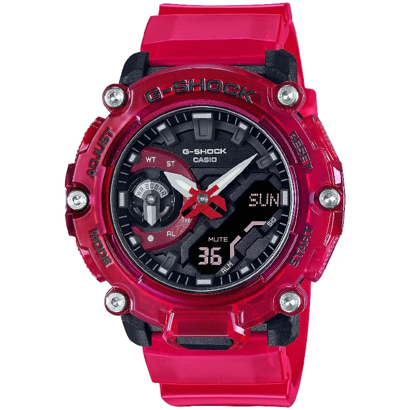 men's skeletonized watches for sports lovers -G-Shock GA2200 Sound Waves Red Limited Edition men's skeletonized watches for sports lovers -G-Shock GA2200 Sound Waves Red Limited Edition