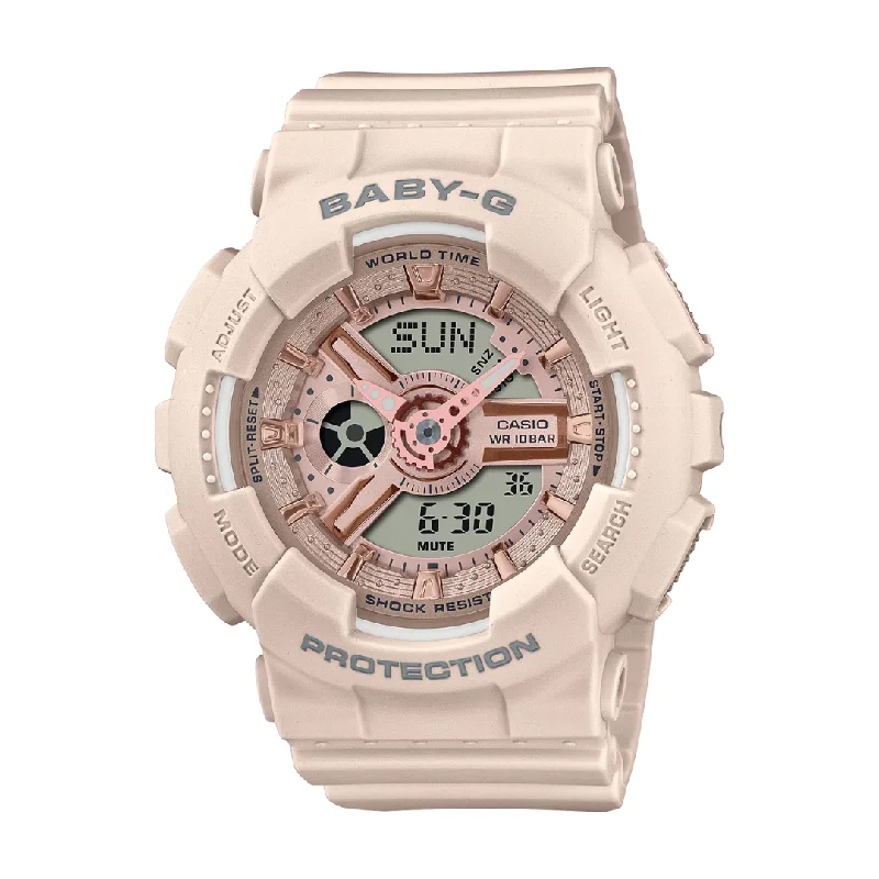 women's Casio with NATO straps -CASIO BABY-G BA-110XCP-4ADR ANALOG-DIGITAL BEIGE WATCH