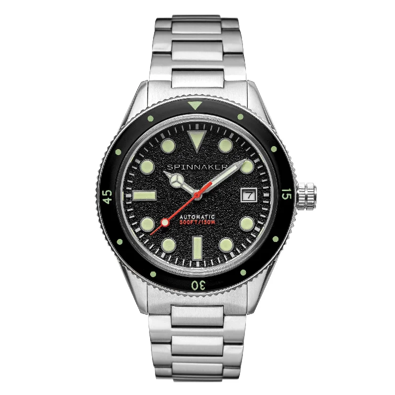 classic men’s skeletonized watch with black dial -Spinnaker Cahill Automatic Mid-Size Silver Black