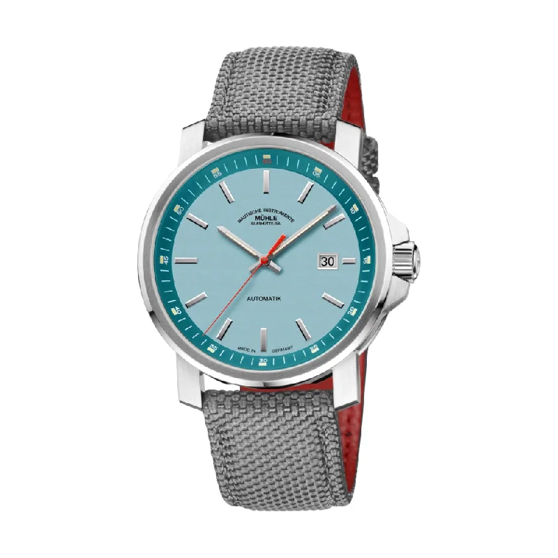 men's solar powered pilot watches -29er Big South Sea Blue Dial 42.4mm on Grey Canvas Strap men's solar powered pilot watches -29er Big South Sea Blue Dial 42.4mm on Grey Canvas Strap
