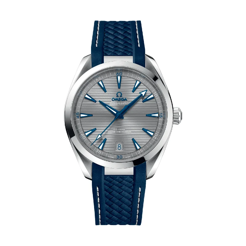 men's dive watches with retro style -Seamaster Aqua Terra 150M Co-Axial Master Chronometer 41mm - Grey/Blue on Rubber Strap men's dive watches with retro style -Seamaster Aqua Terra 150M Co-Axial Master Chronometer 41mm - Grey/Blue on Rubber Strap