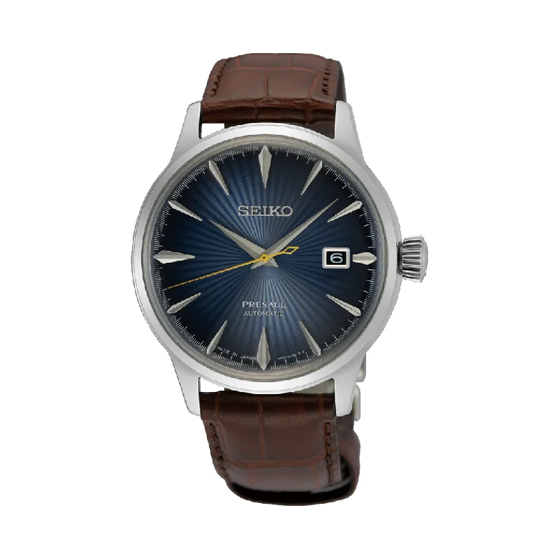 men's Seiko with tide display function -SEIKO PRESAGE SRPK15J1 ‘MIDNIGHT BLUE MOON’ PRESAGE COCKTAIL TIME AUTOMATIC MEN WATCH