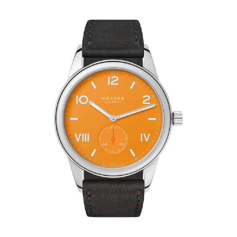men's digital watches for sports -Club Campus 38mm - Future Orange on Leather Strap