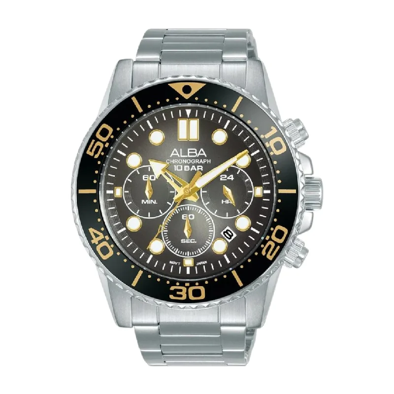 men's digital watches with kinetic style design -ALBA AT3J03X SIGNA CHRONOGRAPH QUARTZ MEN WATCH