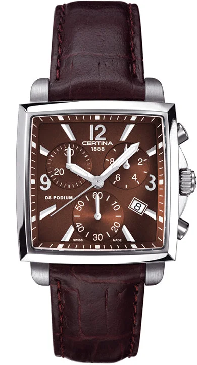 women's Certina date magnifier watches -Certina Watch DS Podium Lady Square Chrono