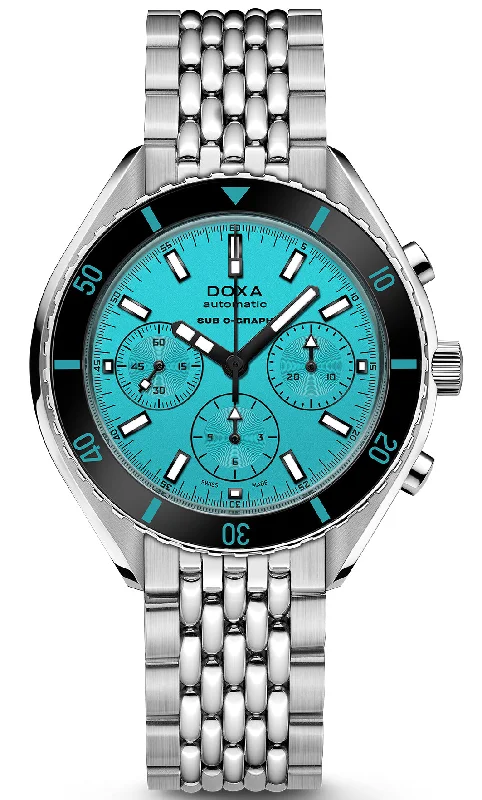 men's mechanical watches with spring drive design -Doxa SUB 200 C-Graph Aquamarine Bracelet
